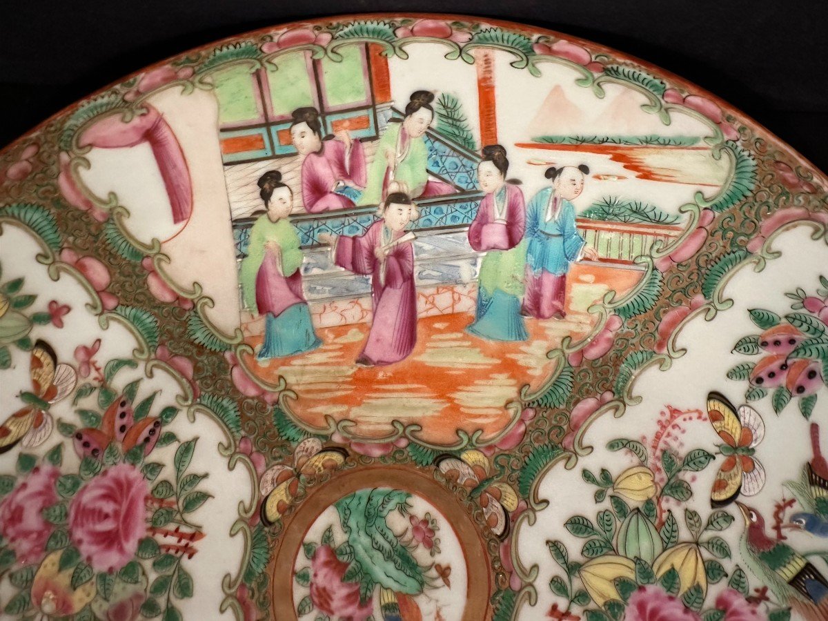 Chine Grand Plat  Porcelaine En Émaux De Canton Fin XIXème-photo-4