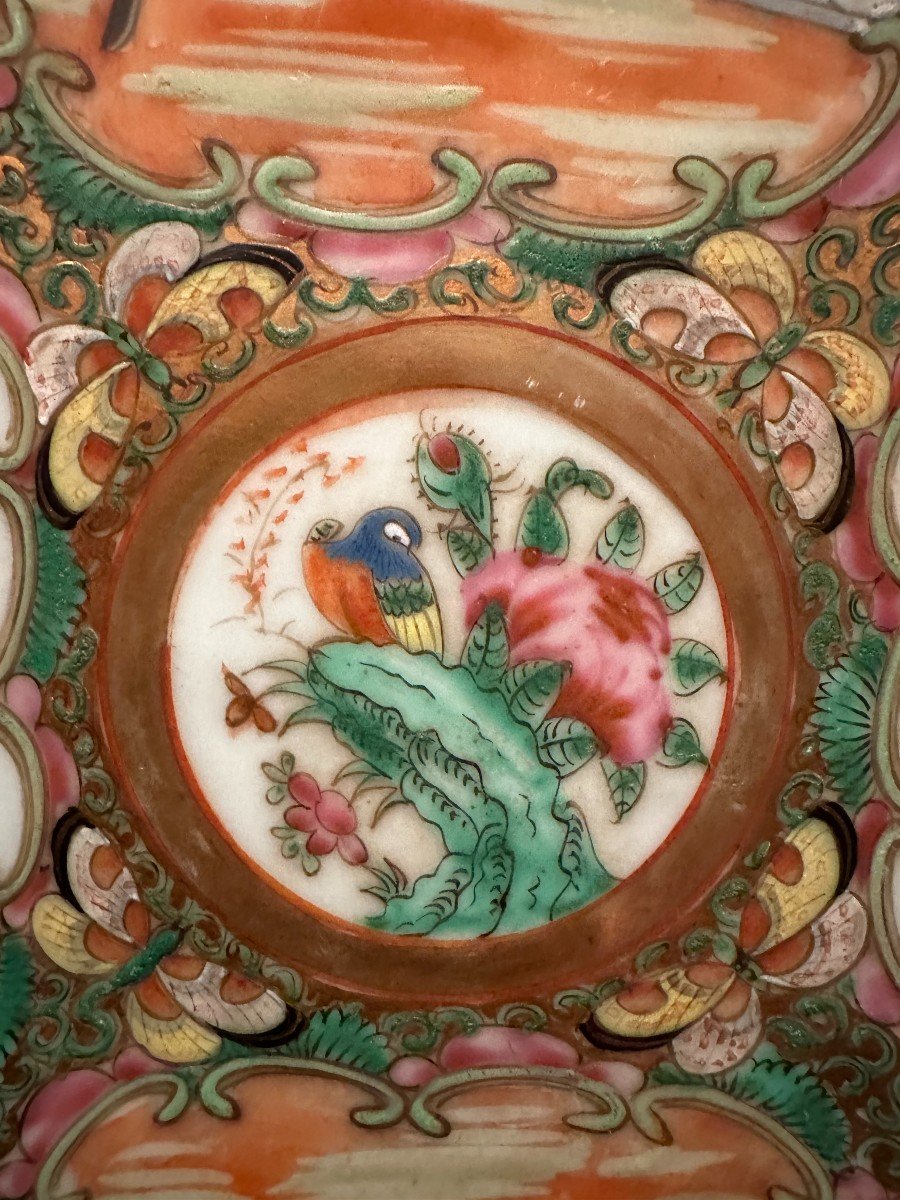 Chine Grand Plat  Porcelaine En Émaux De Canton Fin XIXème-photo-5