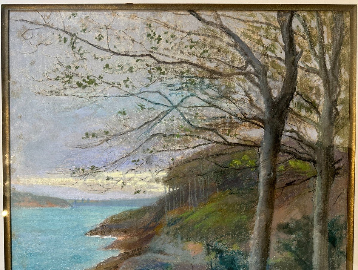 Grand Dessin Au Pastel La Vicomté à Dinard Bretagne Par Francis Bellanger 1911-photo-3