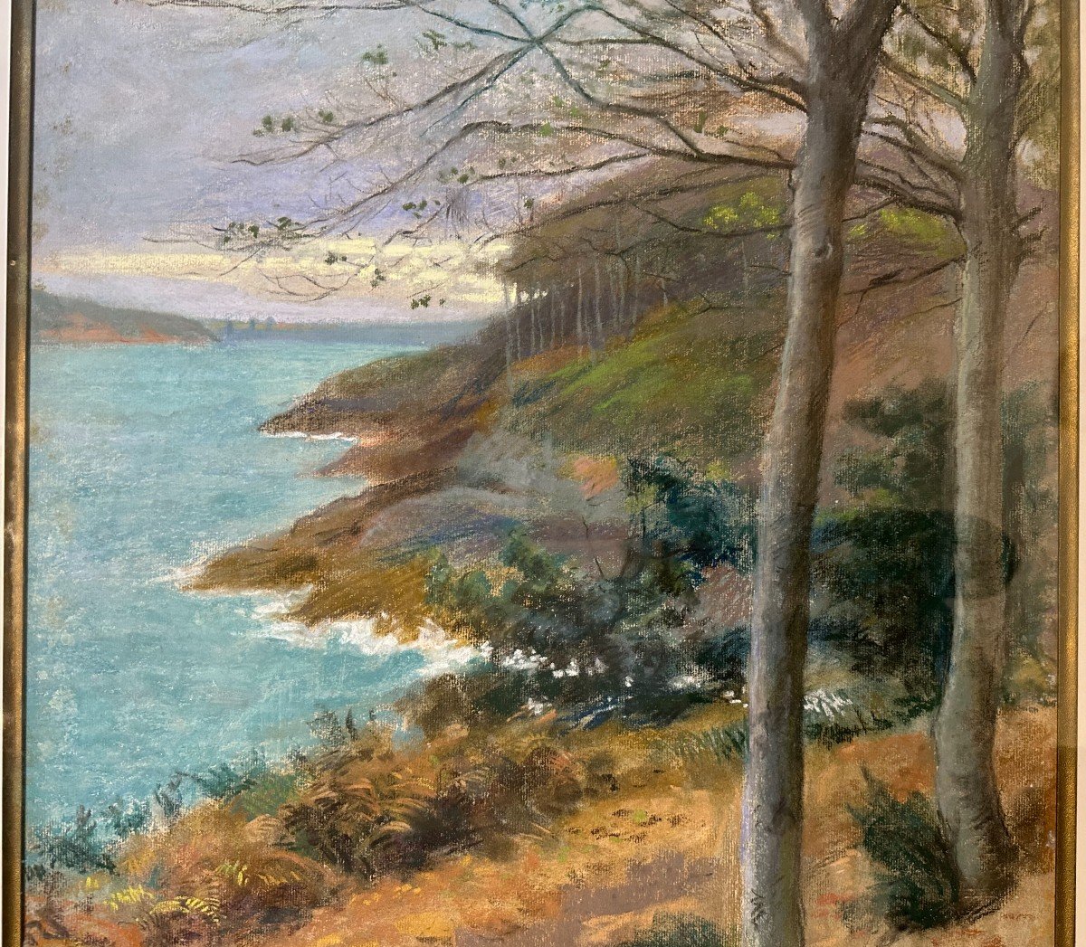 Grand Dessin Au Pastel La Vicomté à Dinard Bretagne Par Francis Bellanger 1911-photo-4