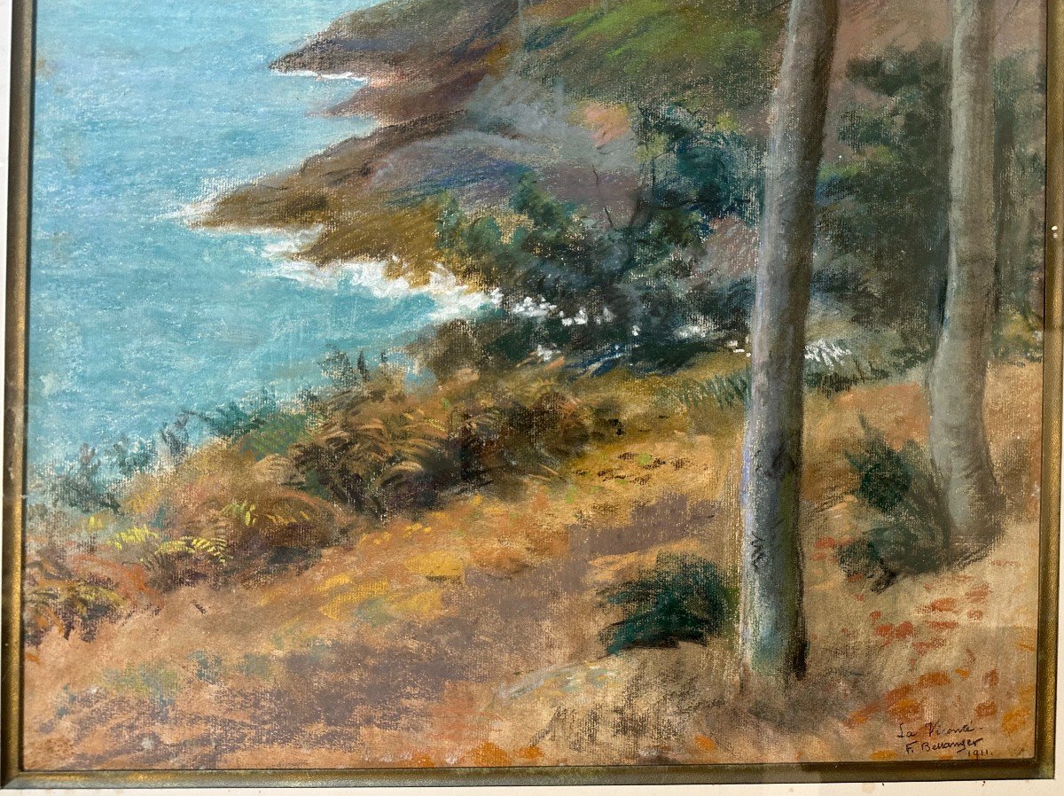 Grand Dessin Au Pastel La Vicomté à Dinard Bretagne Par Francis Bellanger 1911-photo-1