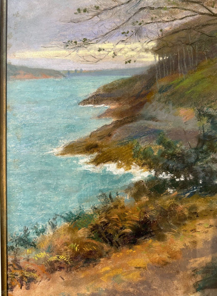 Grand Dessin Au Pastel La Vicomté à Dinard Bretagne Par Francis Bellanger 1911-photo-2