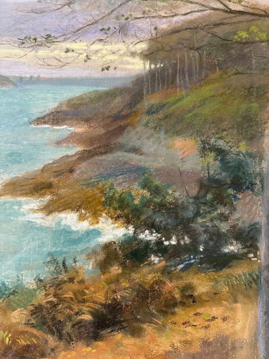 Grand Dessin Au Pastel La Vicomté à Dinard Bretagne Par Francis Bellanger 1911-photo-4