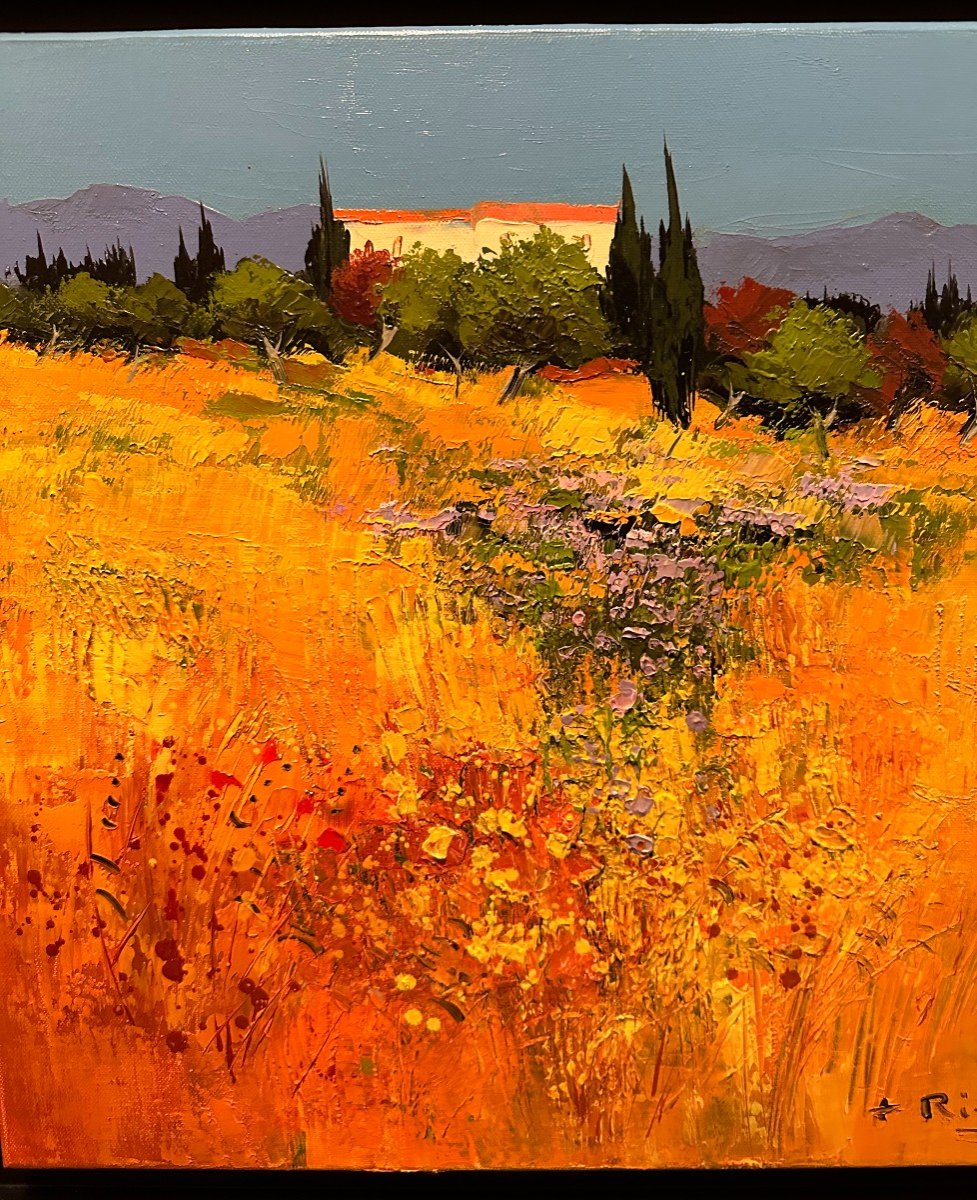 Tableau Mas Fleuri En Provence Par Francis Riehl XXème-photo-4