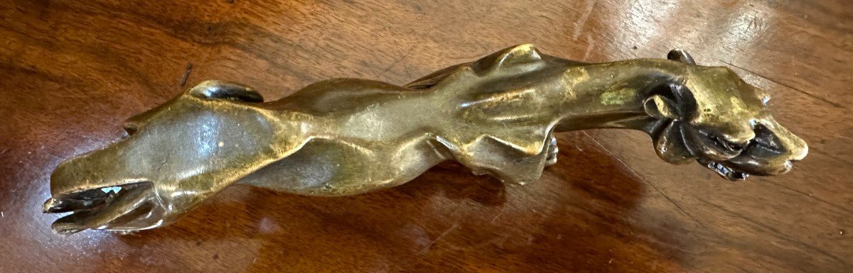 Small Bronze Art Deco Panther Sculpture-photo-4