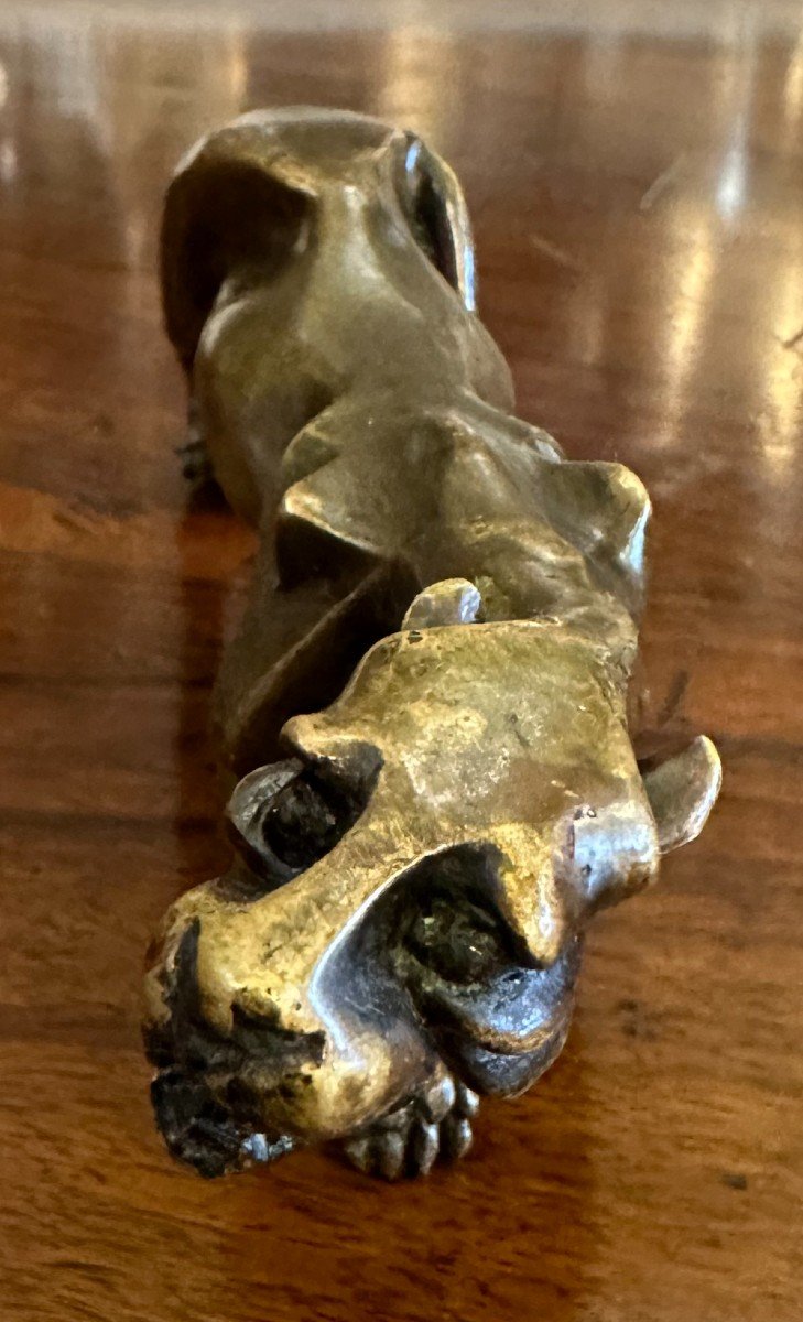 Small Bronze Art Deco Panther Sculpture-photo-5