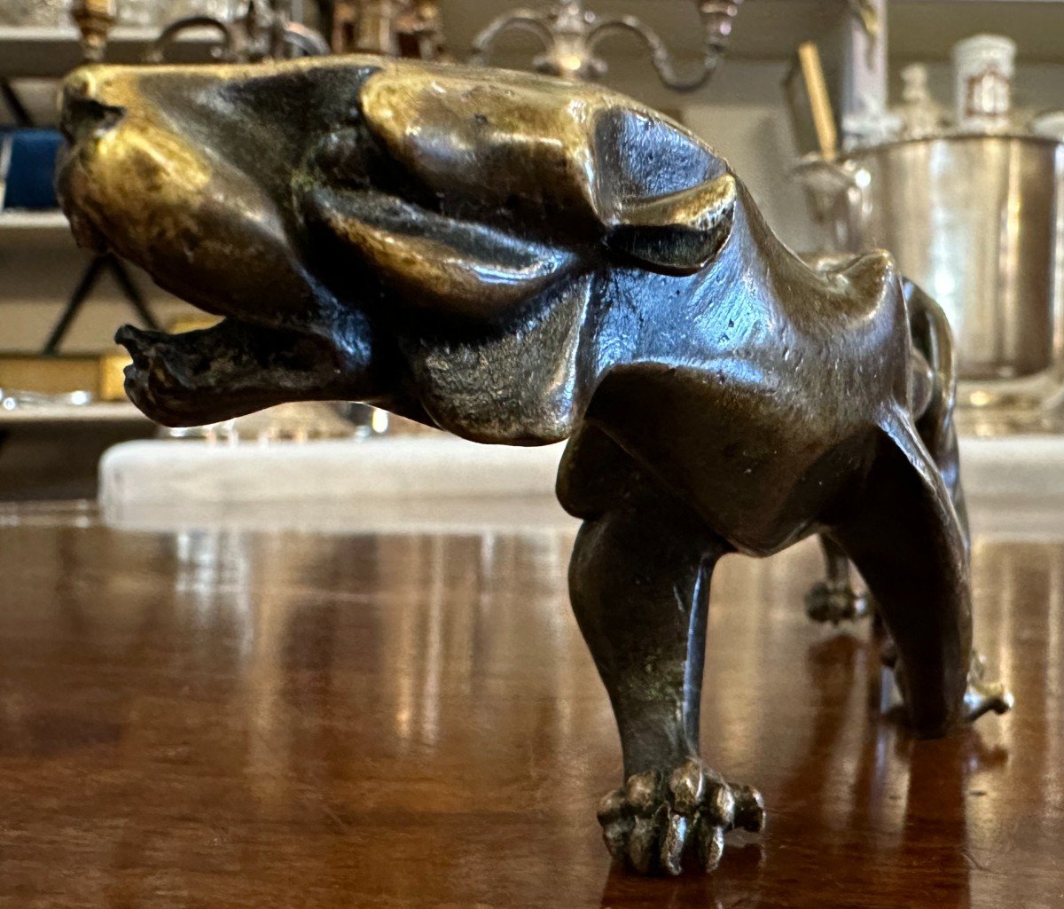 Small Bronze Art Deco Panther Sculpture-photo-7