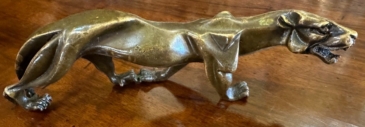 Small Bronze Art Deco Panther Sculpture