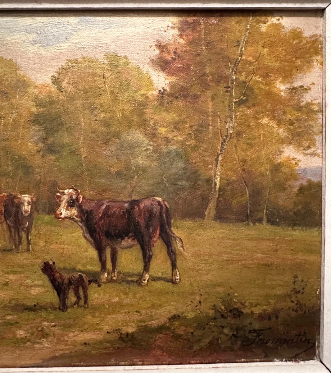 Painting Herd Of Cows By The Painter Of La Rochelle Eugène Fromentin 19th Century -photo-1