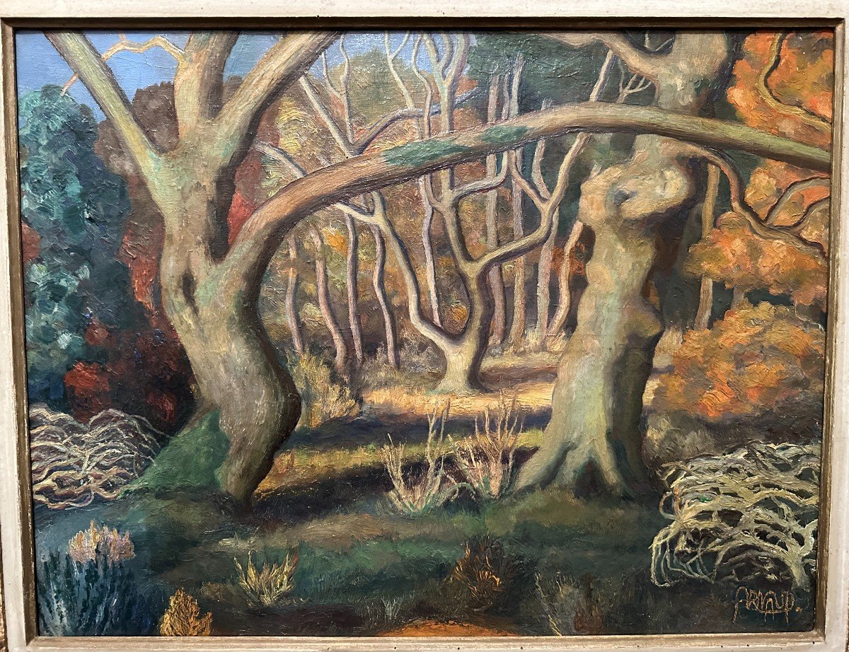 Painting Autumn In The Forest Of Chizé By Gérard Arnaud 1952-photo-2