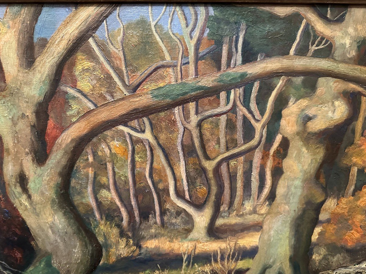 Tableau Automne Dans La Forêt De Chizé Par Gérard Arnaud 1952-photo-4