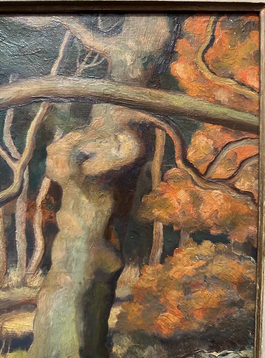 Tableau Automne Dans La Forêt De Chizé Par Gérard Arnaud 1952-photo-5