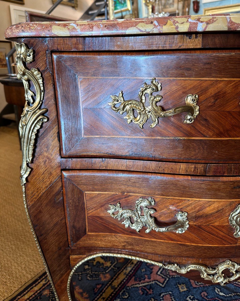 Small Louis XV Parisian Marquetry Chest Of Drawers, 18th Century-photo-2