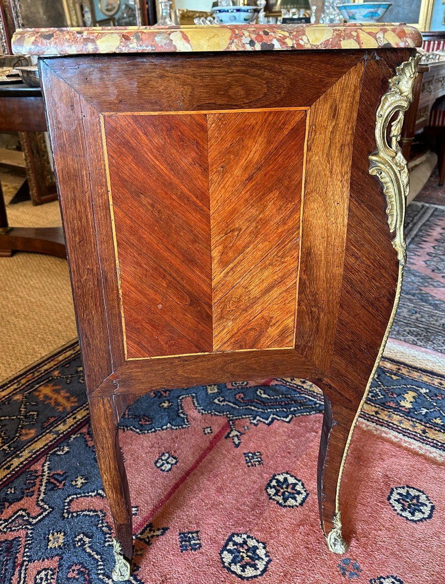 Small Louis XV Parisian Marquetry Chest Of Drawers, 18th Century-photo-1