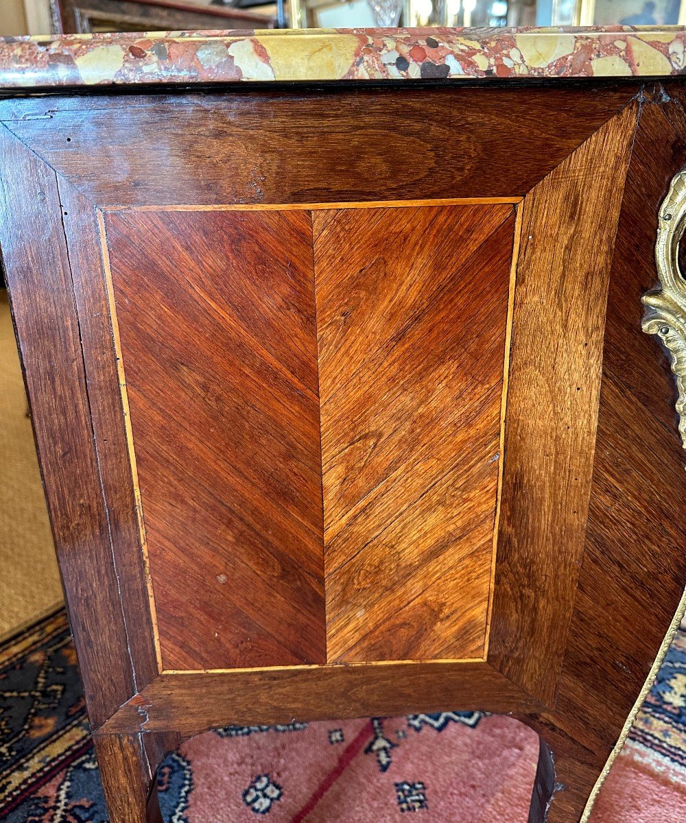 Small Louis XV Parisian Marquetry Chest Of Drawers, 18th Century-photo-2