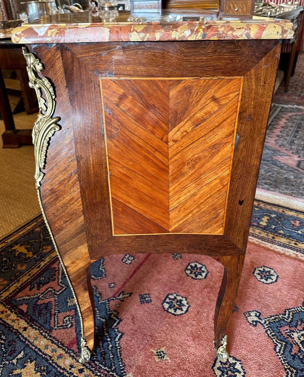 Small Louis XV Parisian Marquetry Chest Of Drawers, 18th Century-photo-3