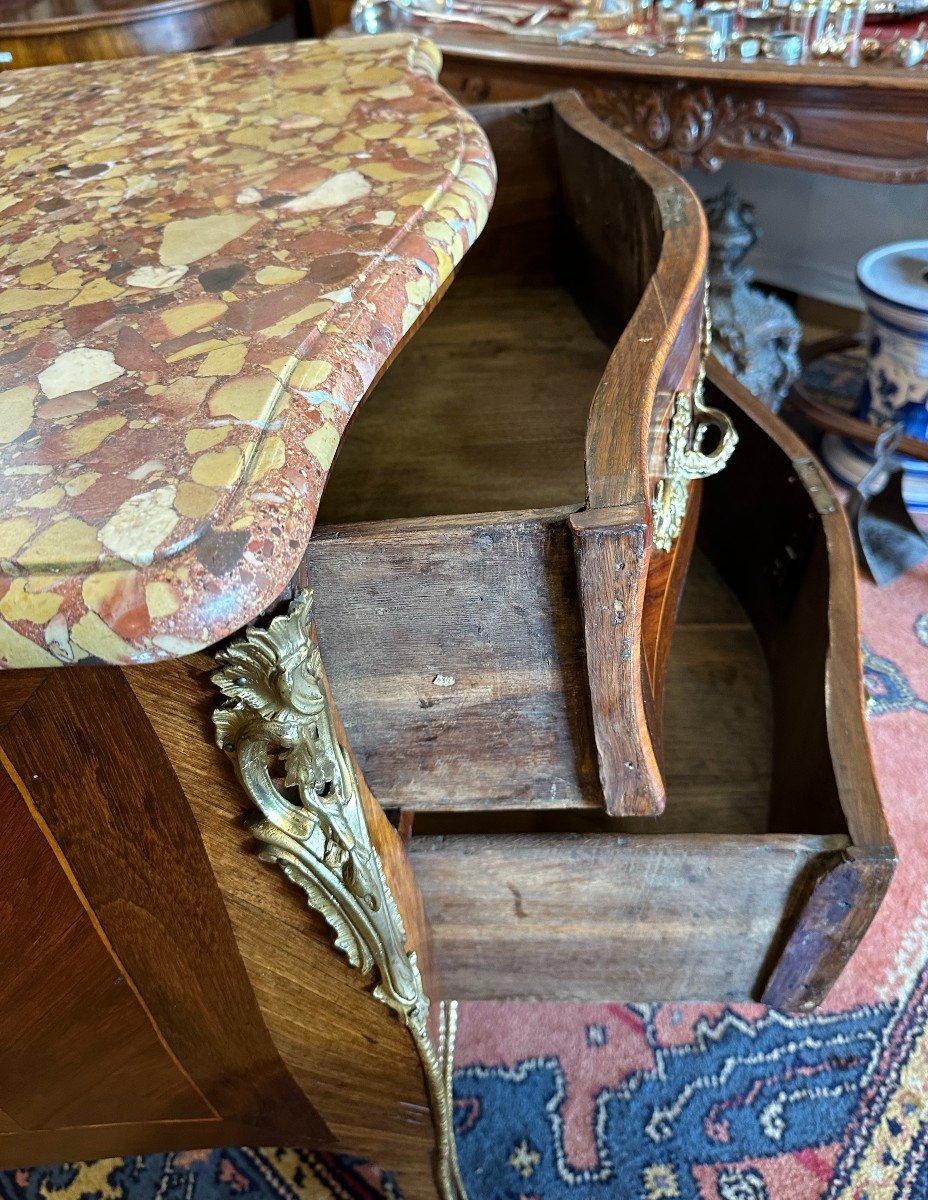 Small Louis XV Parisian Marquetry Chest Of Drawers, 18th Century-photo-5