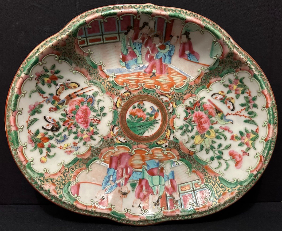 China Two Oval Hollow Dishes In Canton Enamels, Late 19th Century-photo-3