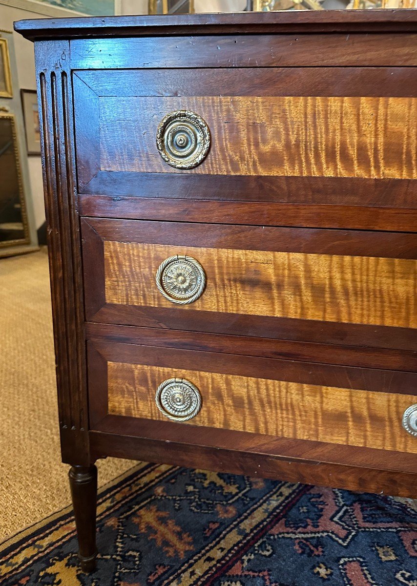 Small Louis XVI Chest Of Drawers In Mahogany And Lemon Wood, Late 18th Century-photo-4