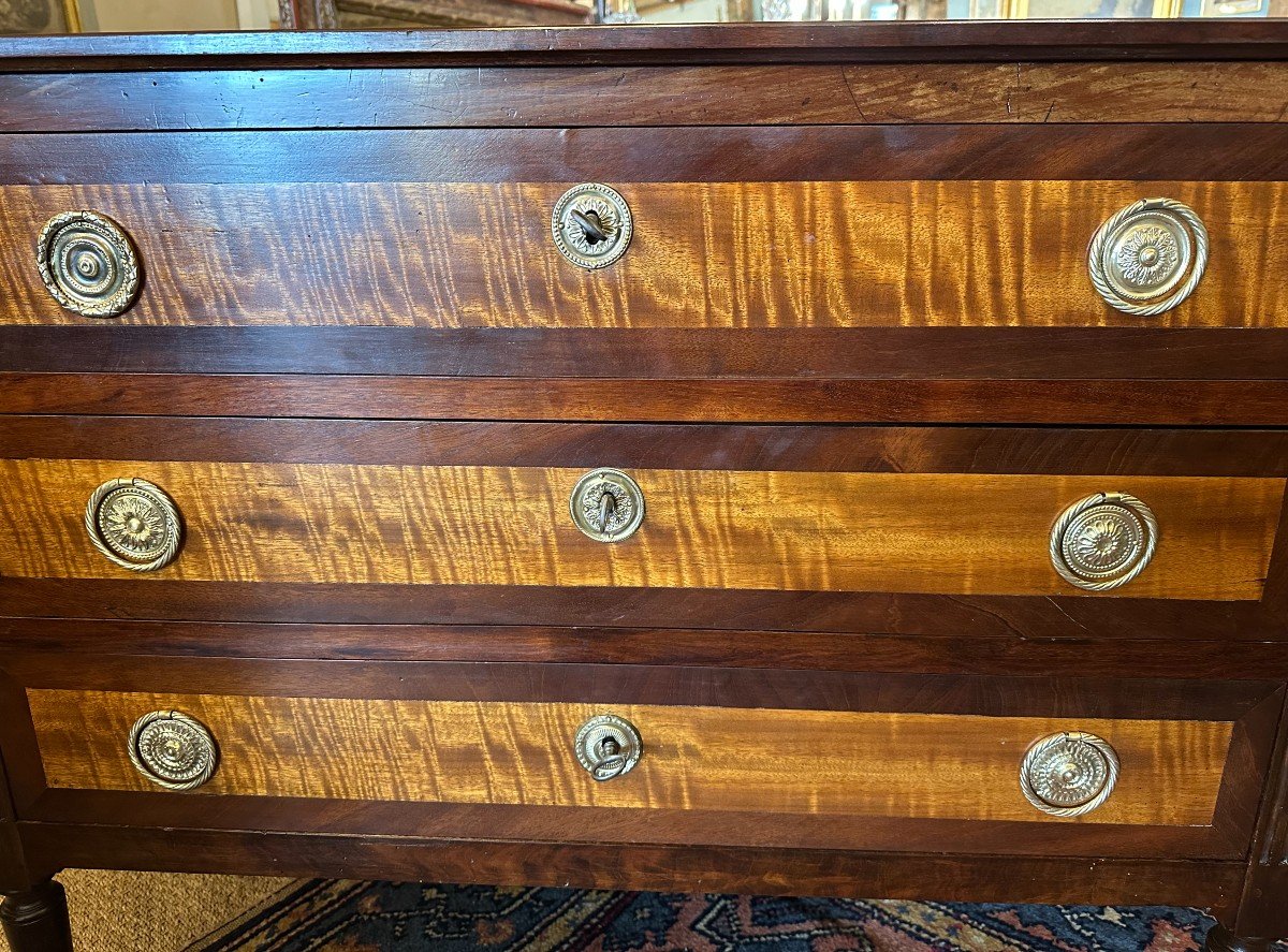 Small Louis XVI Chest Of Drawers In Mahogany And Lemon Wood, Late 18th Century-photo-1