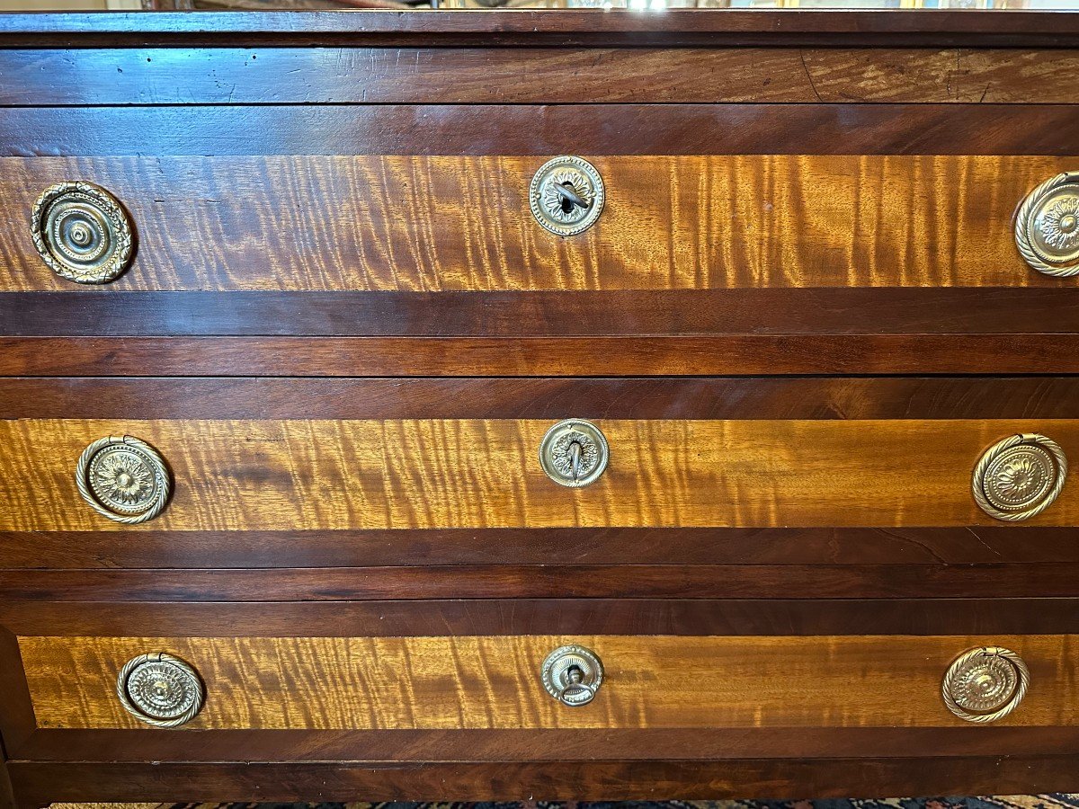 Small Louis XVI Chest Of Drawers In Mahogany And Lemon Wood, Late 18th Century-photo-2