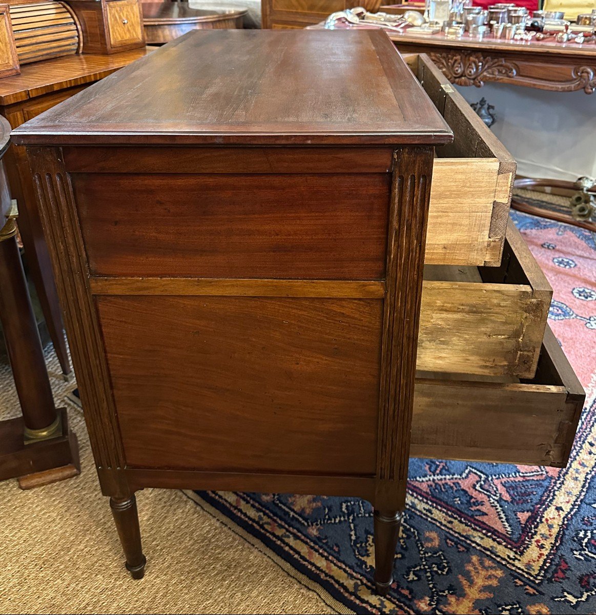 Small Louis XVI Chest Of Drawers In Mahogany And Lemon Wood, Late 18th Century-photo-4