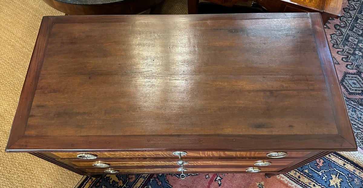 Small Louis XVI Chest Of Drawers In Mahogany And Lemon Wood, Late 18th Century-photo-7