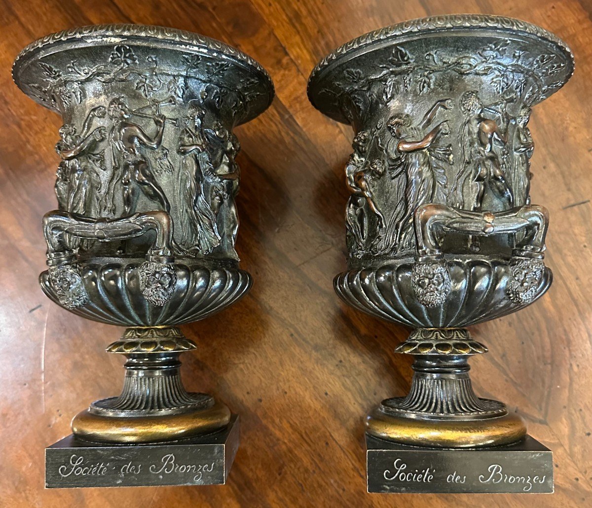 Paire De Vases Médicis En Bronze à l'Antique Société Des Bronzes De Paris Fondeur Fin XIXème-photo-6