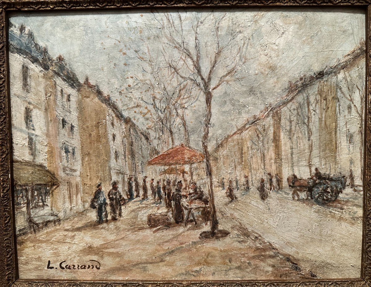 Louis  Hilaire Carrand Tableau Scène De  Marché Boulevard De La Croix- Rousse à Lyon-photo-2