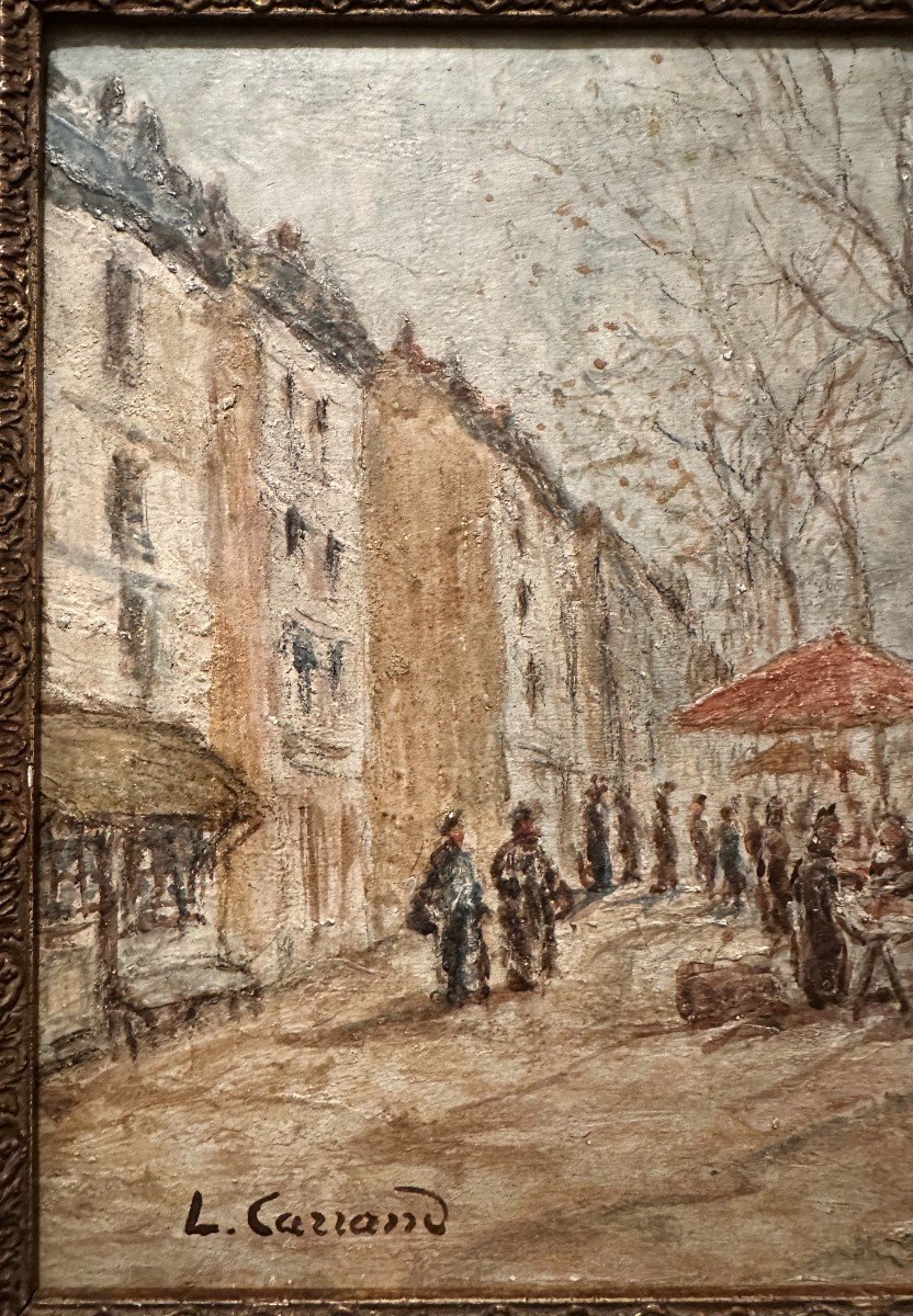 Louis  Hilaire Carrand Tableau Scène De  Marché Boulevard De La Croix- Rousse à Lyon-photo-3