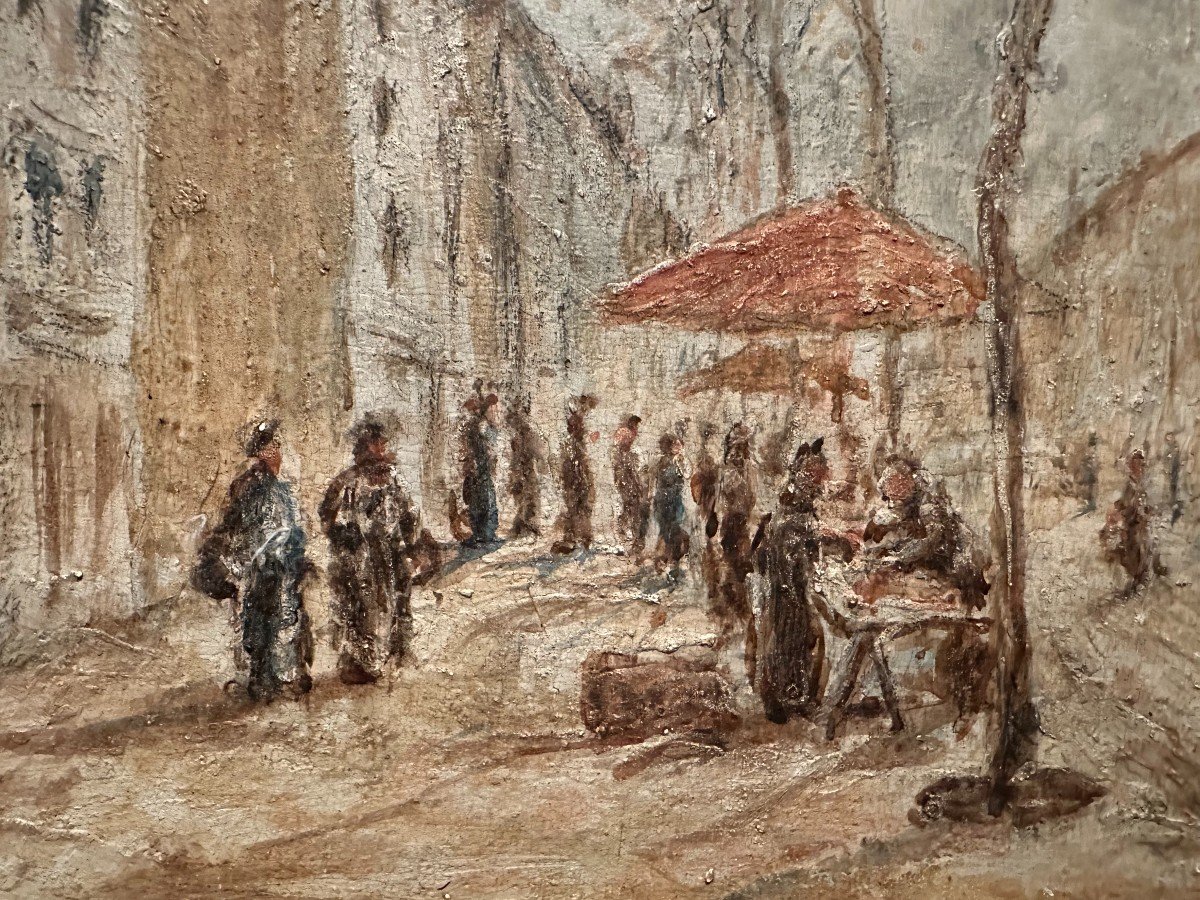 Louis  Hilaire Carrand Tableau Scène De  Marché Boulevard De La Croix- Rousse à Lyon-photo-2