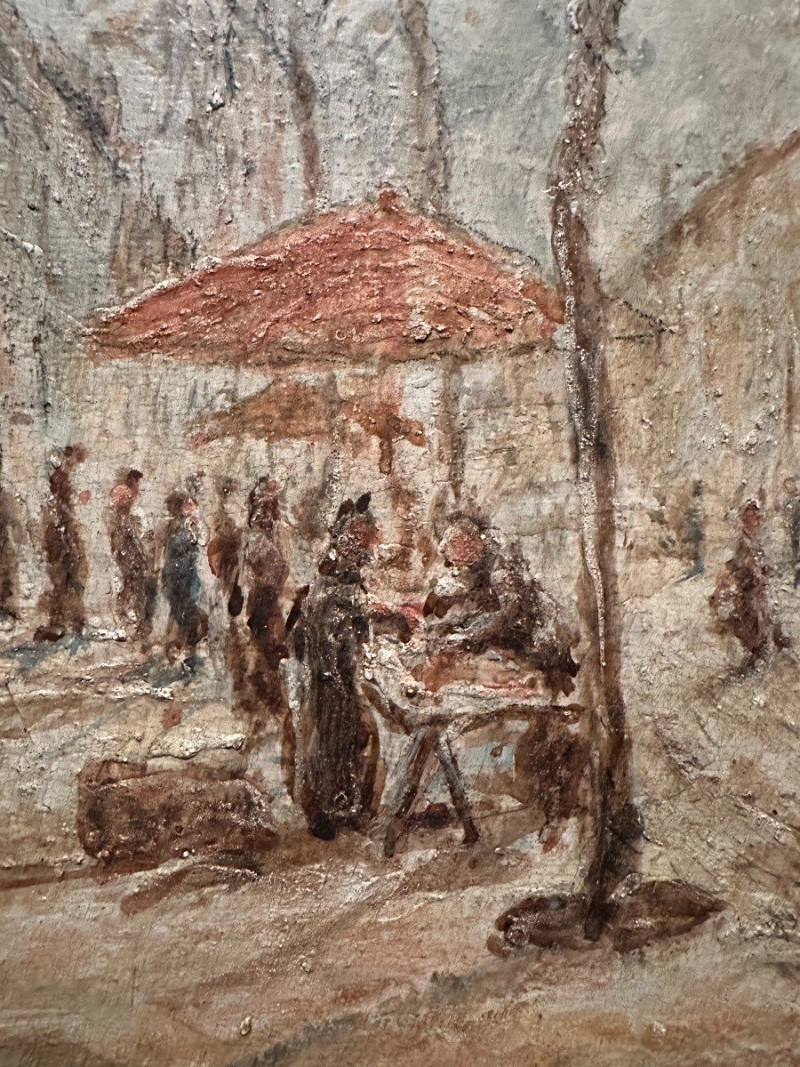 Louis  Hilaire Carrand Tableau Scène De  Marché Boulevard De La Croix- Rousse à Lyon-photo-5