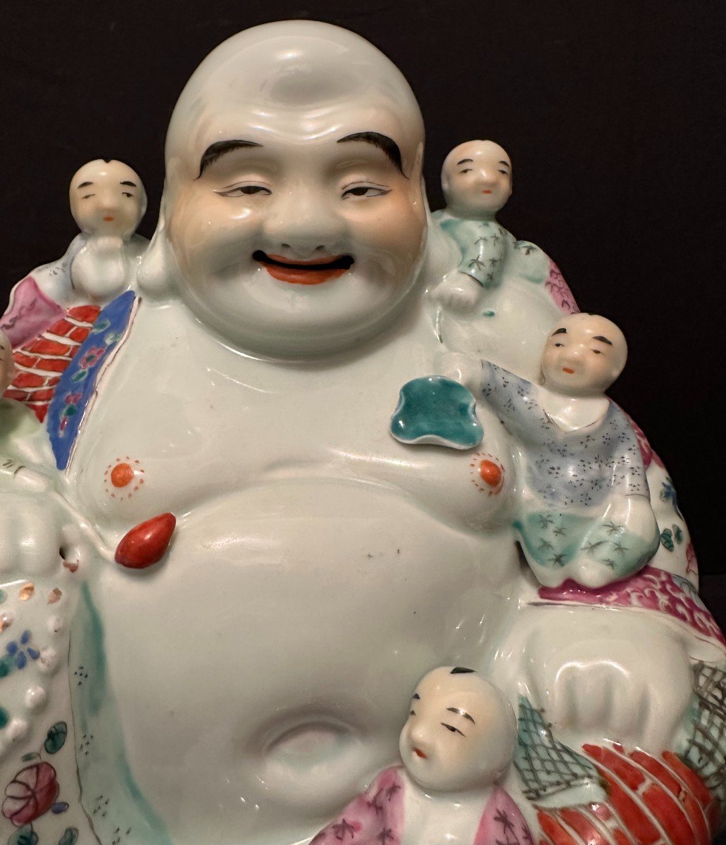 China Important Laughing Buddha Milefo In Enameled Porcelain Early 20th Century-photo-2