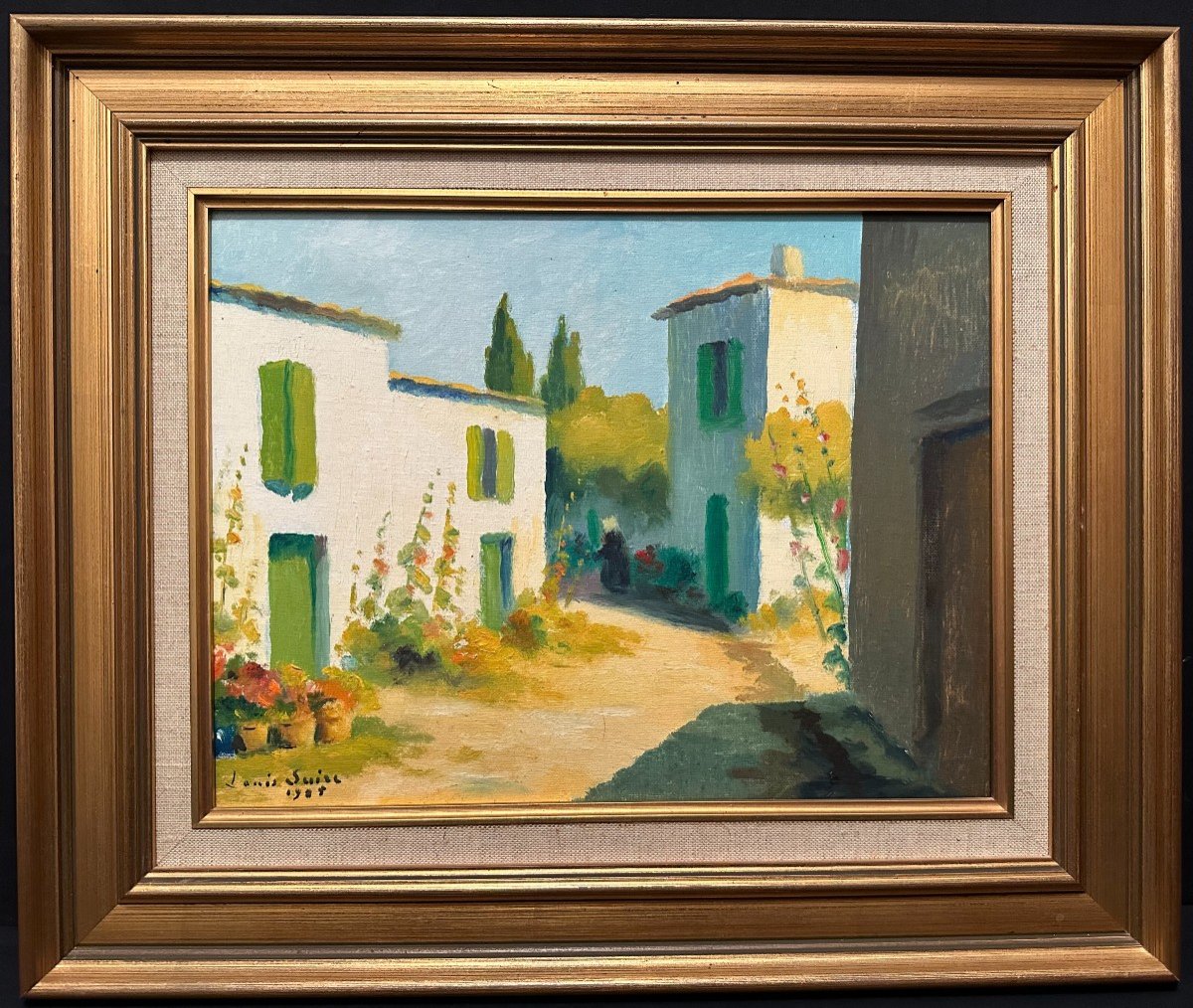 Tableau Ruelle Animée à l' Île De Ré Par Louis Suire 1985