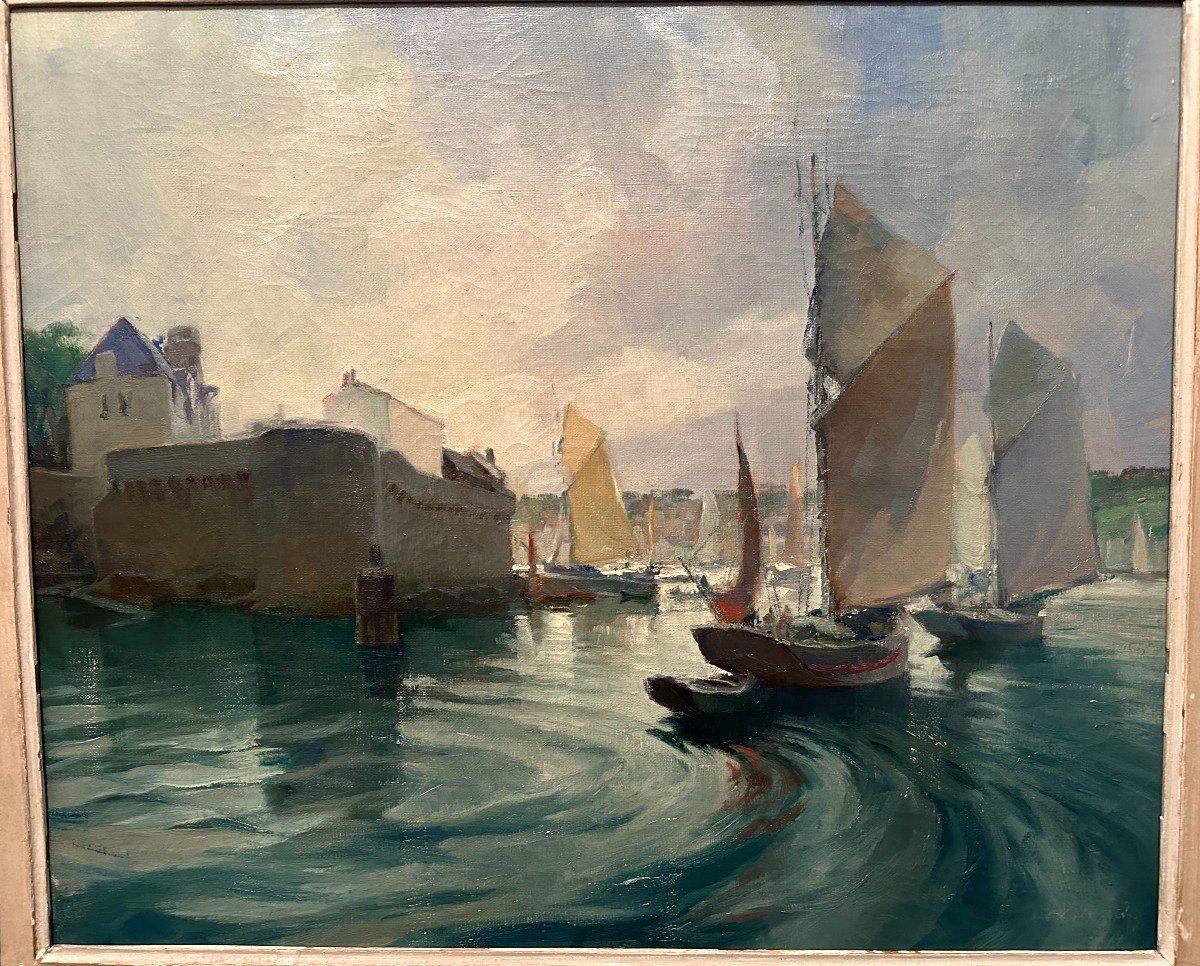 Tableau Le Port De Concarneau Par Henri Miloch-photo-2