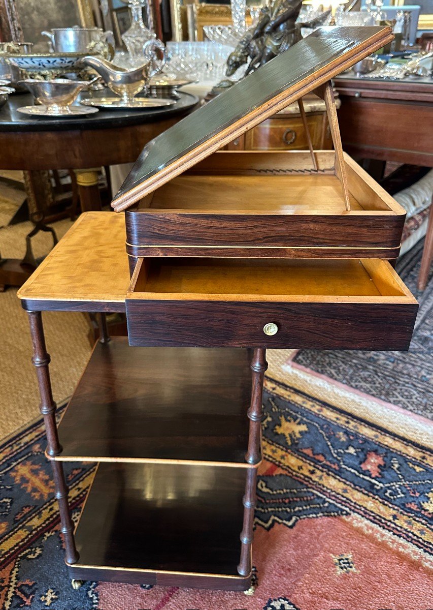 Watercolourist's Table Marquetry Rosewood And Lemonwood Restoration Period Circa 1830-photo-2