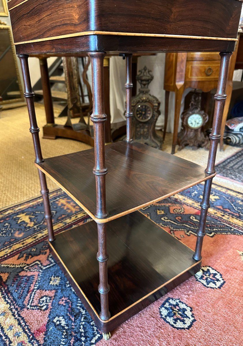 Watercolourist's Table Marquetry Rosewood And Lemonwood Restoration Period Circa 1830-photo-1