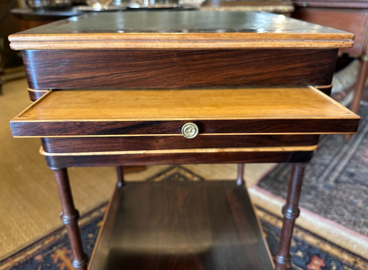 Watercolourist's Table Marquetry Rosewood And Lemonwood Restoration Period Circa 1830-photo-3