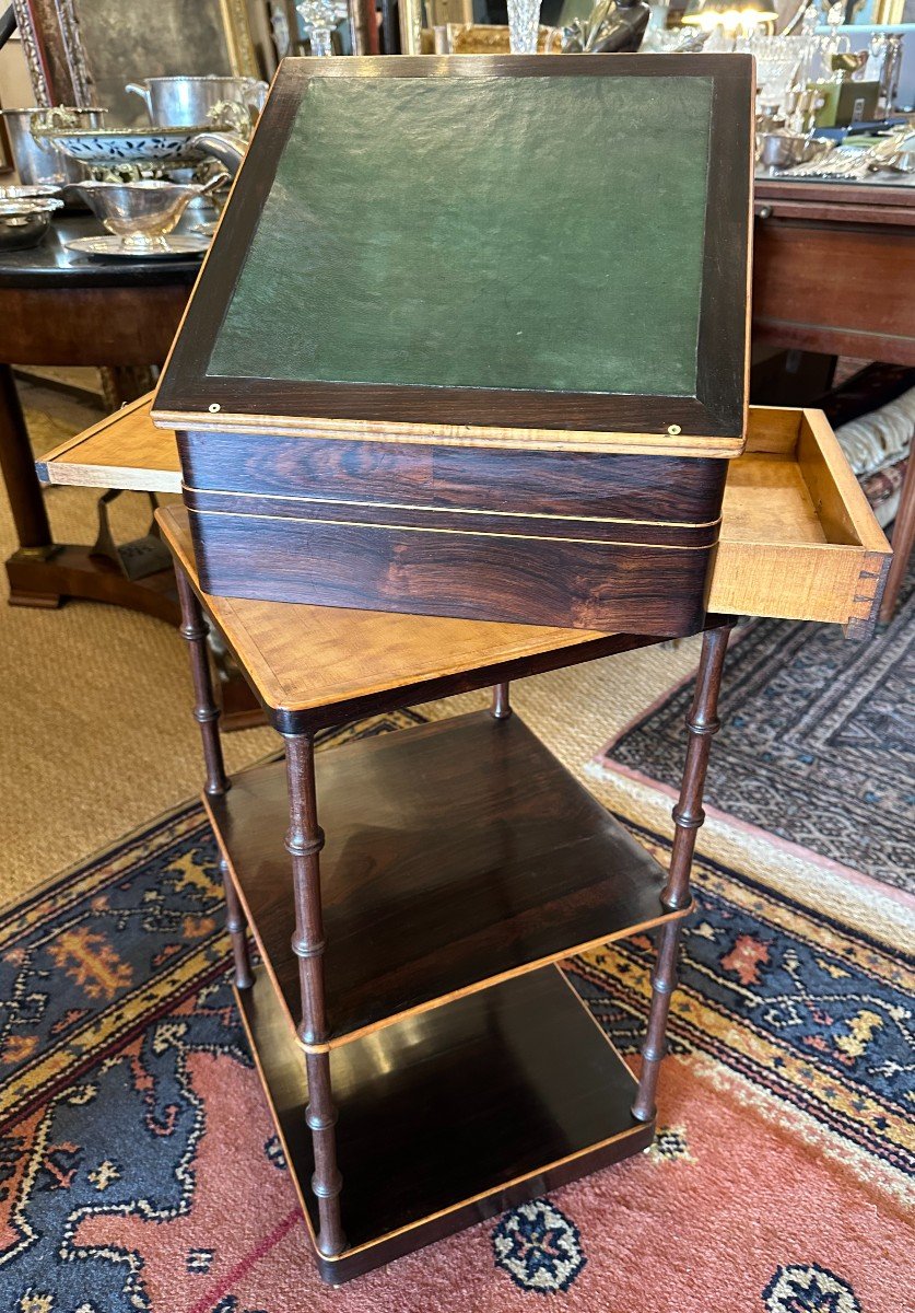 Watercolourist's Table Marquetry Rosewood And Lemonwood Restoration Period Circa 1830