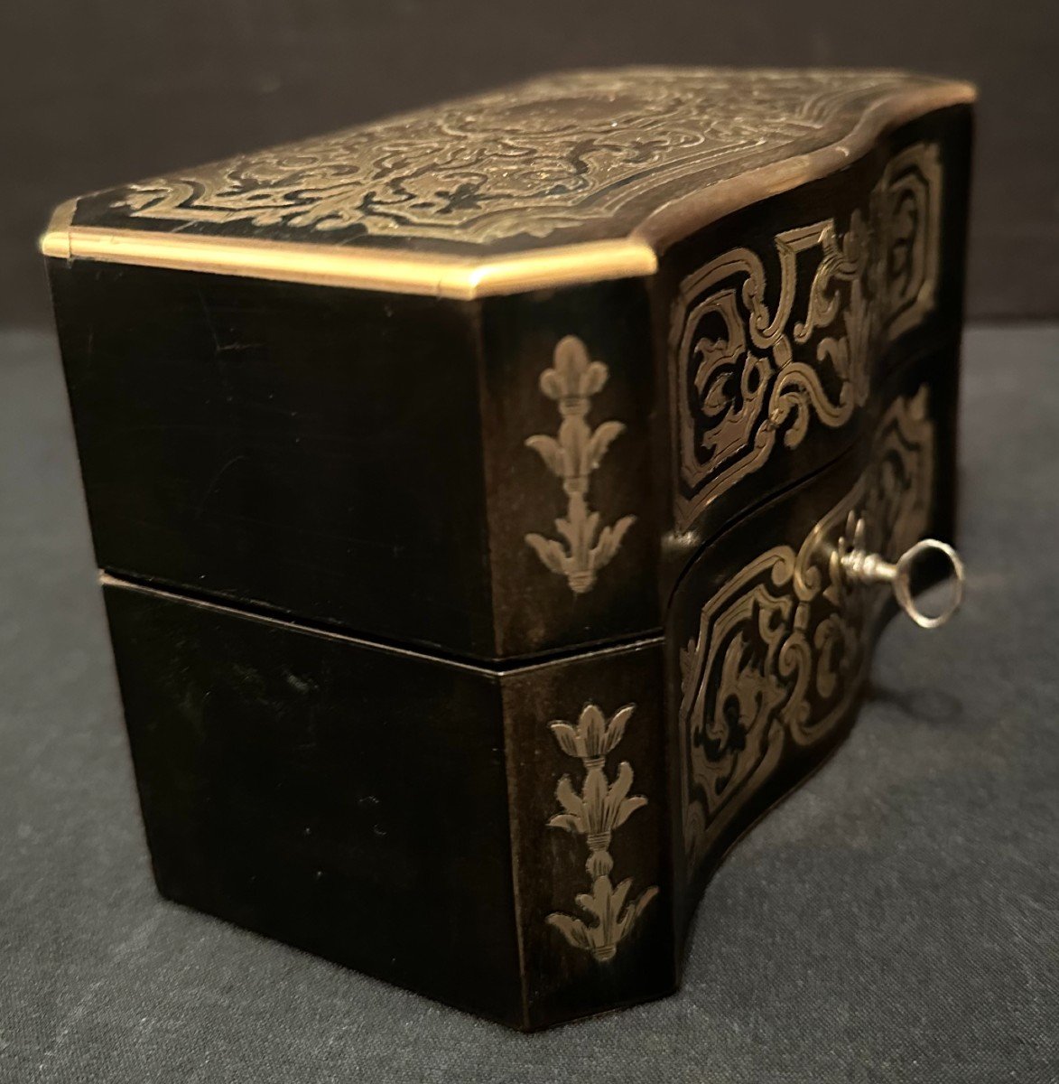 Boulle Marquetry Perfume Box Baccarat Bottles By Tahan Napoleon III Period-photo-7