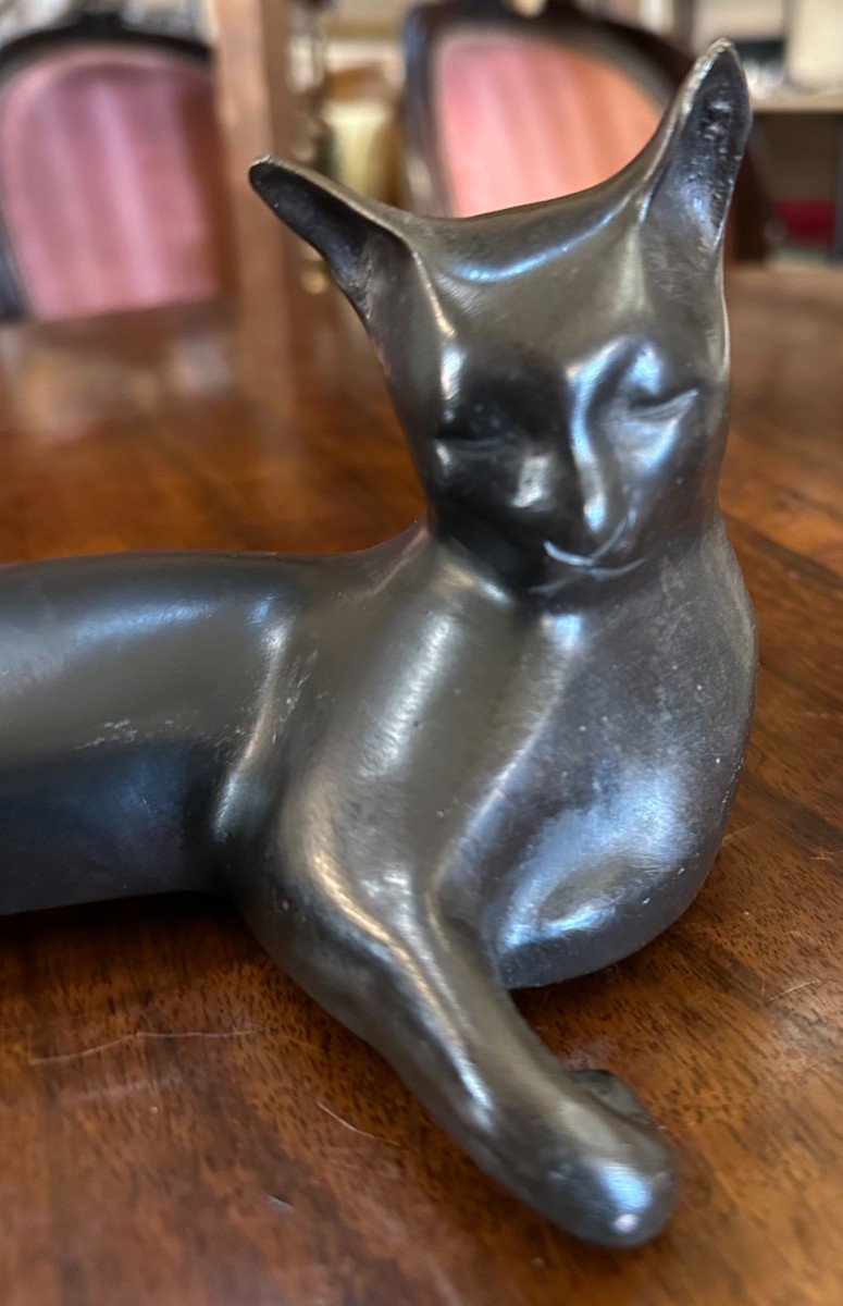 Sculpture Bronze Chat Par Pierre Chenet-photo-2