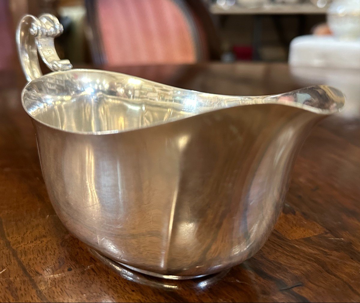 Christofle Solid Silver Sauce Boat With Handle 19th Century-photo-1