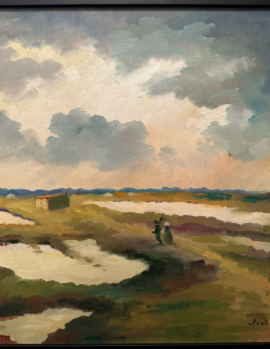 Louis Suire Large Painting Couple Of Salt Workers In The Marshes Of Ars-en-ré, île De Ré, 1984-photo-4