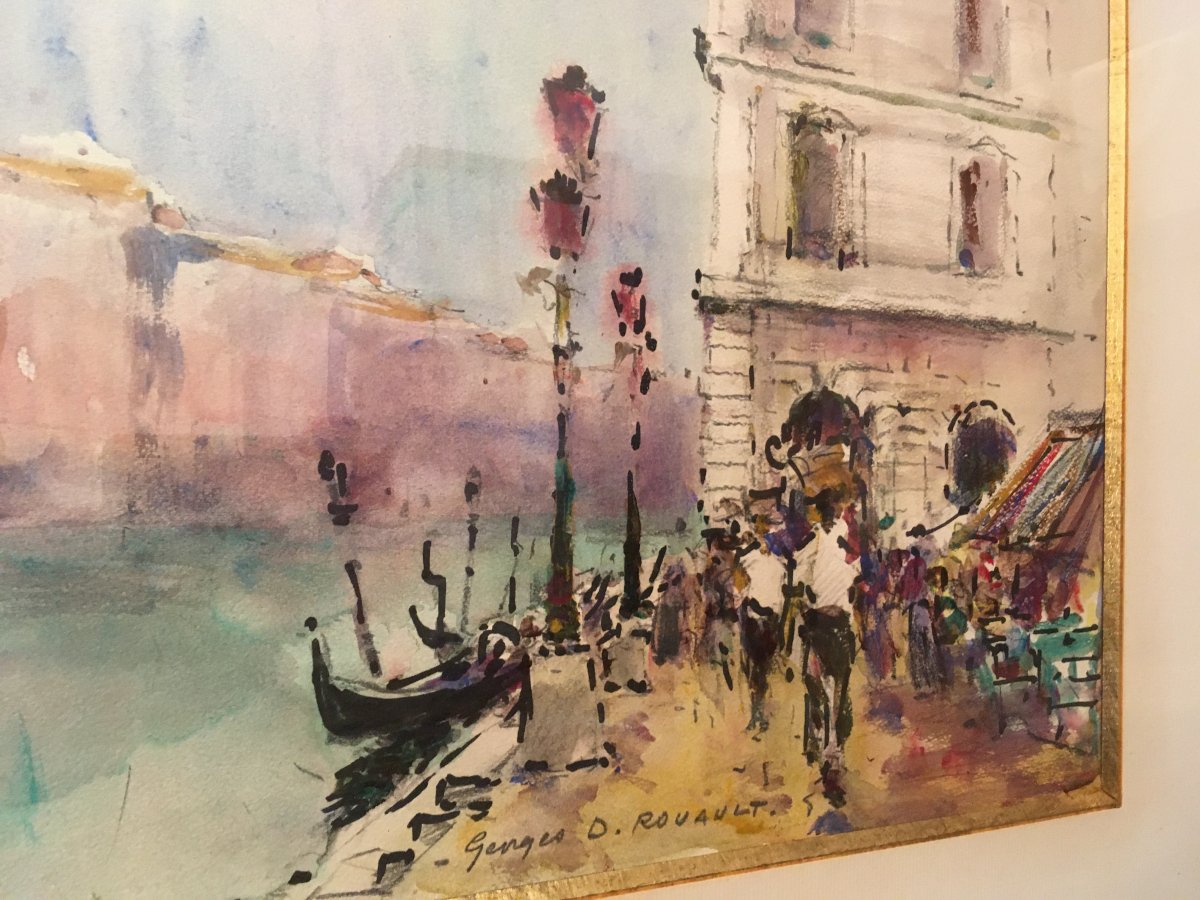 Watercolor Gondolas In Venice By Rouault-photo-4