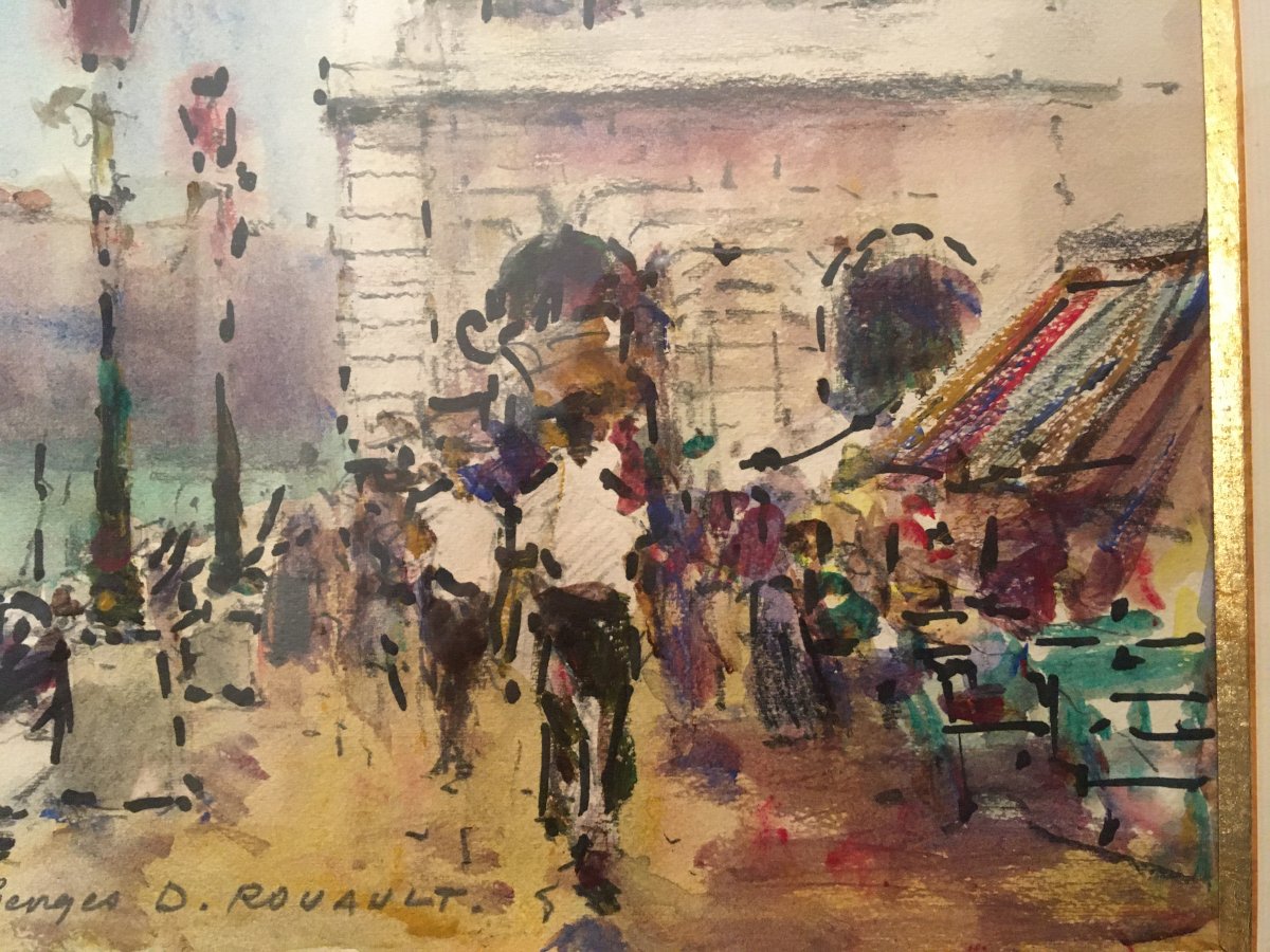 Watercolor Gondolas In Venice By Rouault-photo-3