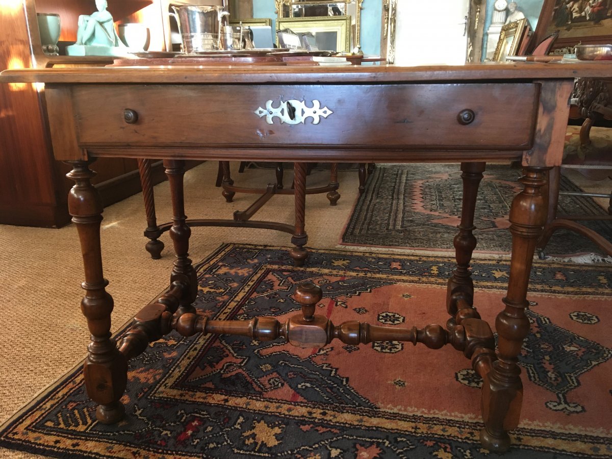 Louis XIV Period Table In Gaïac, Mahogany And Exotic Wood.-photo-2