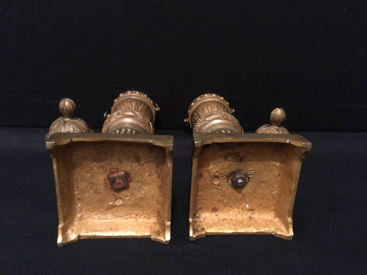 Pair Of Bronze Candlesticks With Reversible Binets Late Eighteenth-photo-6