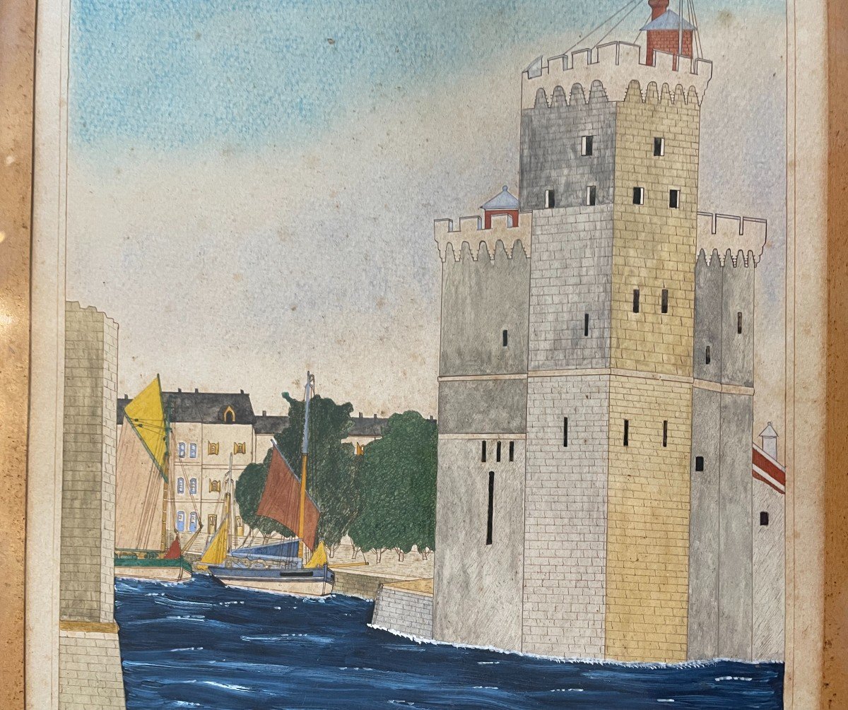 Aquarelle La Tour Saint Nicolas à La Rochelle Par Gilbert Pajot-photo-1