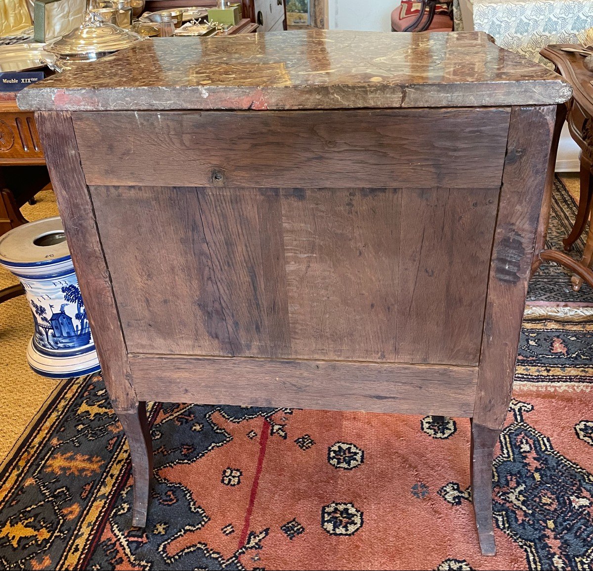 Petite Commode en Sauteuse Louis XV d'Entre-deux Marqueterie époque XVIIIème-photo-8