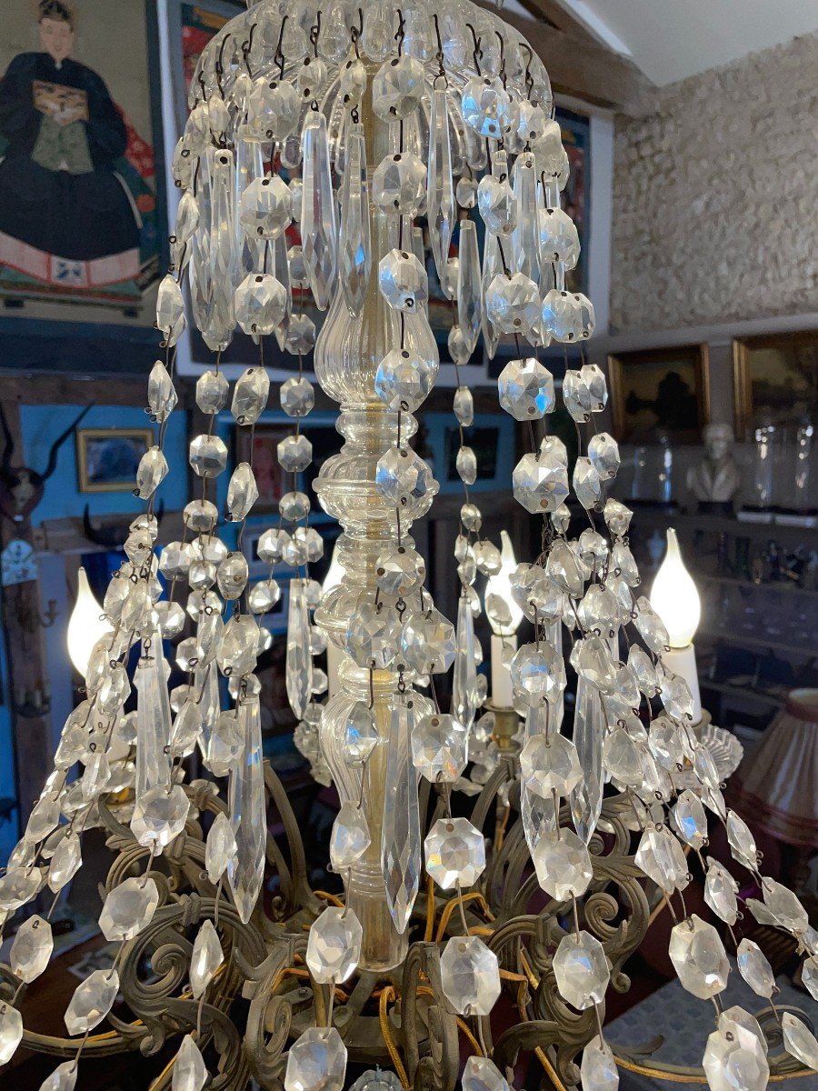 Crystal Chandelier With Twelve Arms Of Light By The Cristallerie De Portieux Nineteenth-photo-2